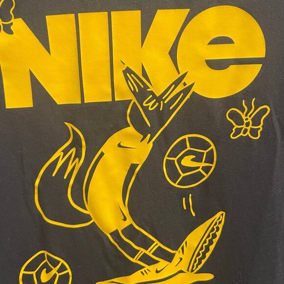 Nike Mens Soccer Tee Size Medium Dri-Fit FC Black Yellow Short Sleeve Shirt - Picture 2 of 3